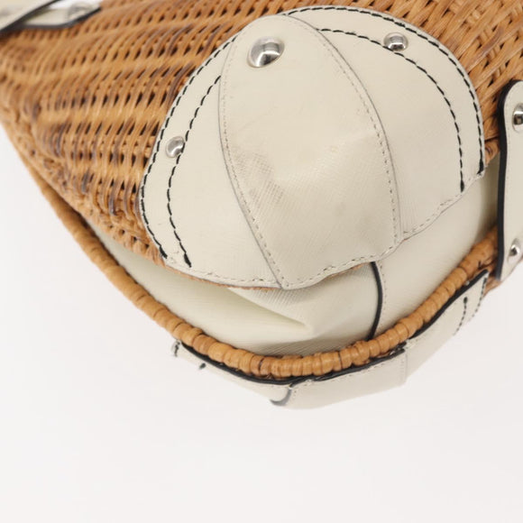 Salvatore Ferragamo Gancini Tote Bag Rattan Brown Silver Auth 145756