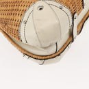 Salvatore Ferragamo Gancini Tote Bag Rattan Brown Silver Auth 145756-15