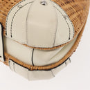 Salvatore Ferragamo Gancini Tote Bag Rattan Brown Silver Auth 145756-16