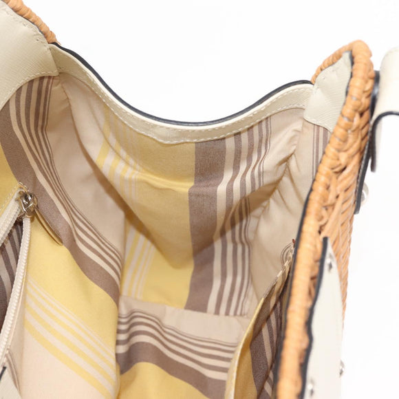 Salvatore Ferragamo Gancini Tote Bag Rattan Brown Silver Auth 145756