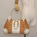 Salvatore Ferragamo Gancini Tote Bag Rattan Brown Silver Auth 145756-20