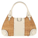 Salvatore Ferragamo Gancini Tote Bag Rattan Brown Silver Auth 145756-2