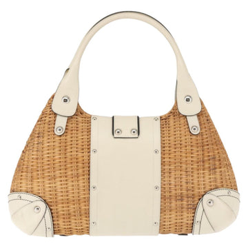 Salvatore Ferragamo Gancini Tote Bag Rattan Brown Silver Auth 145756 - 0