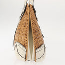 Salvatore Ferragamo Gancini Tote Bag Rattan Brown Silver Auth 145756-4