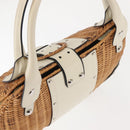 Salvatore Ferragamo Gancini Tote Bag Rattan Brown Silver Auth 145756-6