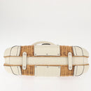 Salvatore Ferragamo Gancini Tote Bag Rattan Brown Silver Auth 145756-5
