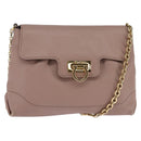 Salvatore Ferragamo Gancini Chain Shoulder Bag Leather Beige Gold Auth 145757-1