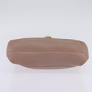 Salvatore Ferragamo Gancini Chain Shoulder Bag Leather Beige Gold Auth 145757-5