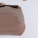Salvatore Ferragamo Gancini Chain Shoulder Bag Leather Beige Gold Auth 145757-16