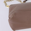 Salvatore Ferragamo Gancini Chain Shoulder Bag Leather Beige Gold Auth 145757-9