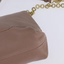 Salvatore Ferragamo Gancini Chain Shoulder Bag Leather Beige Gold Auth 145757-17