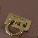 Salvatore Ferragamo Gancini Chain Shoulder Bag Leather Beige Gold Auth 145757-18