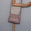 Salvatore Ferragamo Gancini Chain Shoulder Bag Leather Beige Gold Auth 145757-23