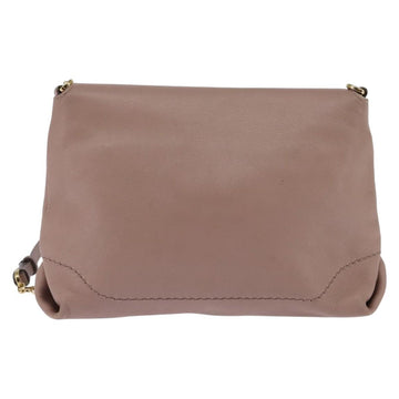 Salvatore Ferragamo Gancini Chain Shoulder Bag Leather Beige Gold Auth 145757 - 0