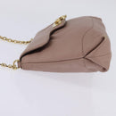 Salvatore Ferragamo Gancini Chain Shoulder Bag Leather Beige Gold Auth 145757-3