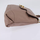 Salvatore Ferragamo Gancini Chain Shoulder Bag Leather Beige Gold Auth 145757-4