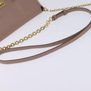 Salvatore Ferragamo Gancini Chain Shoulder Bag Leather Beige Gold Auth 145757-7
