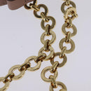 Salvatore Ferragamo Gancini Chain Shoulder Bag Leather Beige Gold Auth 145757-8