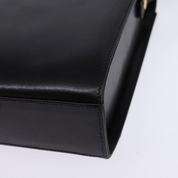 Salvatore Ferragamo Gancini Shoulder Bag Leather Black Gold Auth 145758