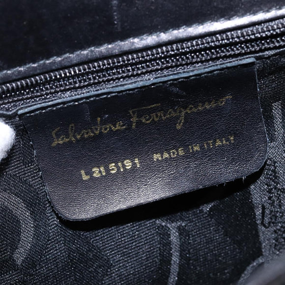 Salvatore Ferragamo Gancini Shoulder Bag Leather Black Gold Auth 145758