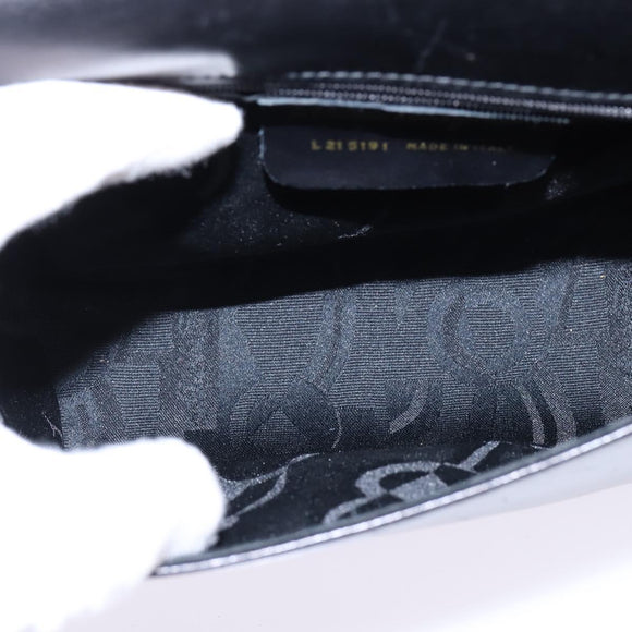 Salvatore Ferragamo Gancini Shoulder Bag Leather Black Gold Auth 145758