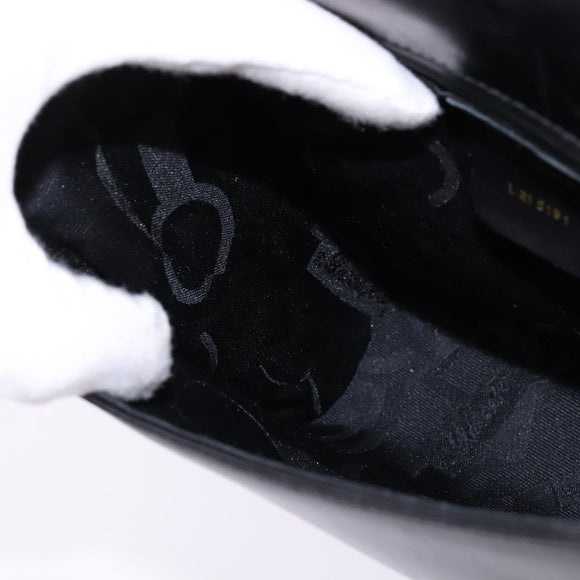 Salvatore Ferragamo Gancini Shoulder Bag Leather Black Gold Auth 145758