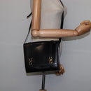 Salvatore Ferragamo Gancini Shoulder Bag Leather Black Gold Auth 145758-21