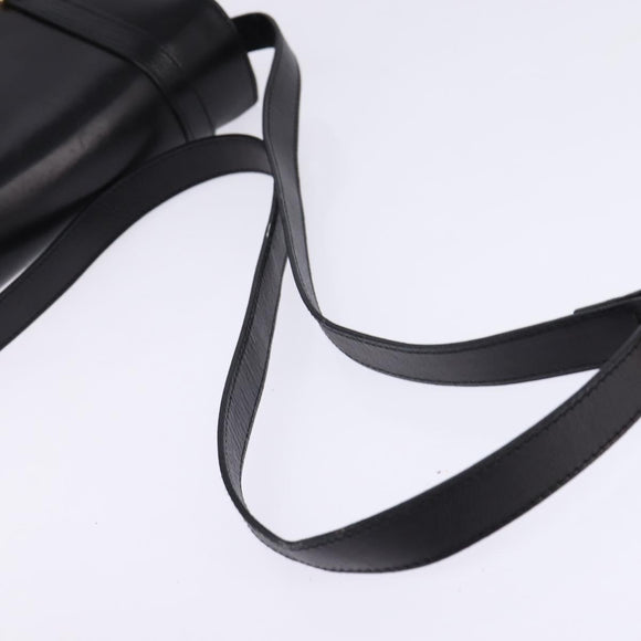 Salvatore Ferragamo Gancini Shoulder Bag Leather Black Gold Auth 145758