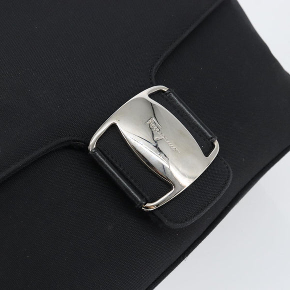 Salvatore Ferragamo Vala Shoulder Bag Leather Black Silver Auth 145759