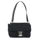 Salvatore Ferragamo Vala Shoulder Bag Leather Black Silver Auth 145759-13