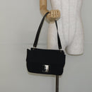 Salvatore Ferragamo Vala Shoulder Bag Leather Black Silver Auth 145759-21