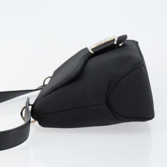 Salvatore Ferragamo Vala Shoulder Bag Leather Black Silver Auth 145759