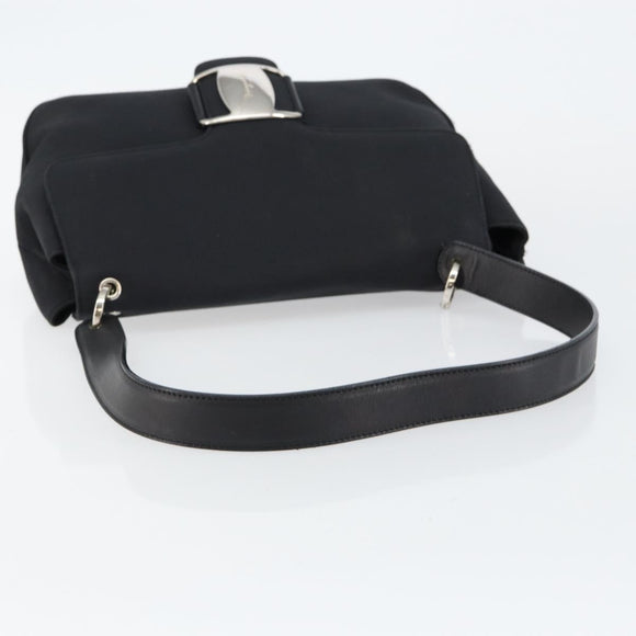 Salvatore Ferragamo Vala Shoulder Bag Leather Black Silver Auth 145759