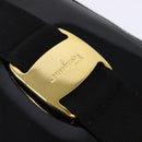 Salvatore Ferragamo Vala Shoulder Bag Enamel Black Gold Auth 145760-14