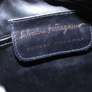 Salvatore Ferragamo Vala Shoulder Bag Enamel Black Gold Auth 145760-15
