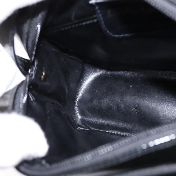 Salvatore Ferragamo Vala Shoulder Bag Enamel Black Gold Auth 145760