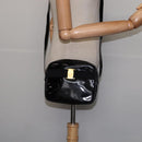 Salvatore Ferragamo Vala Shoulder Bag Enamel Black Gold Auth 145760-20