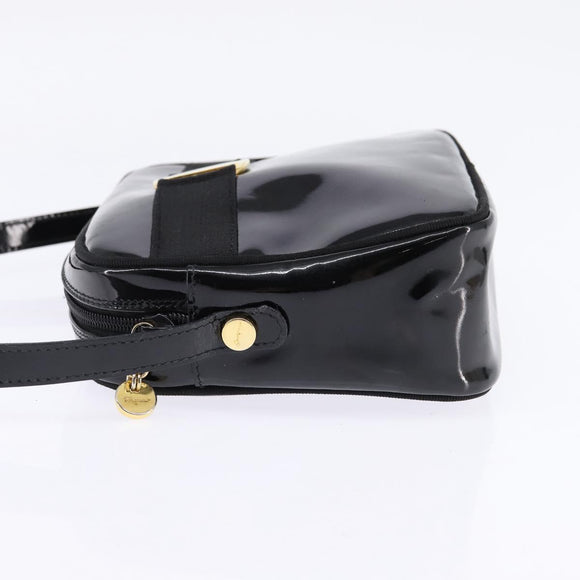 Salvatore Ferragamo Vala Shoulder Bag Enamel Black Gold Auth 145760