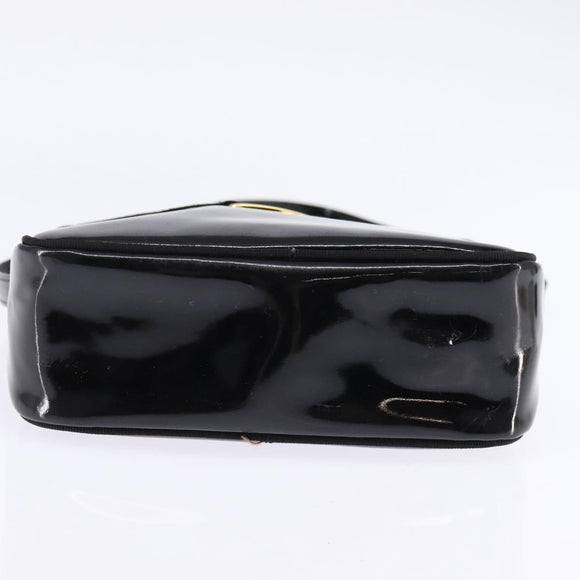 Salvatore Ferragamo Vala Shoulder Bag Enamel Black Gold Auth 145760