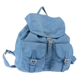 PRADA Backpack Nylon Light Blue Silver Auth 145764