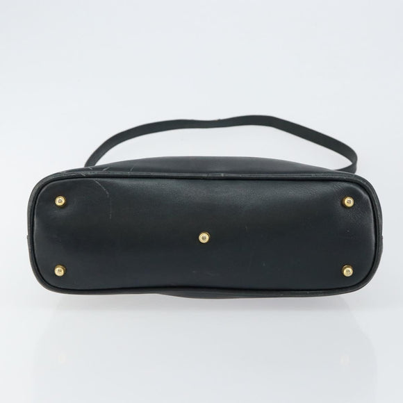 GUCCI Bamboo Hand Bag Leather 2way Navy Gold 000 2058 0290 0 Auth 145765