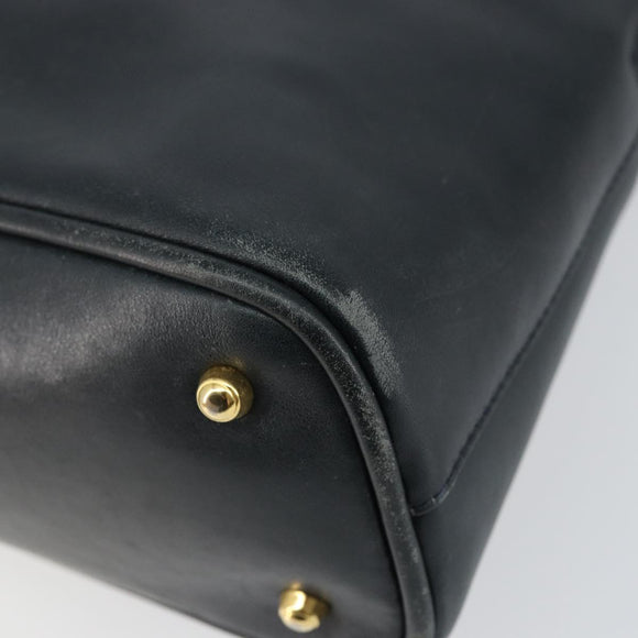 GUCCI Bamboo Hand Bag Leather 2way Navy Gold 000 2058 0290 0 Auth 145765