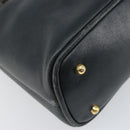 GUCCI Bamboo Hand Bag Leather 2way Navy Gold 000 2058 0290 0 Auth 145765-18