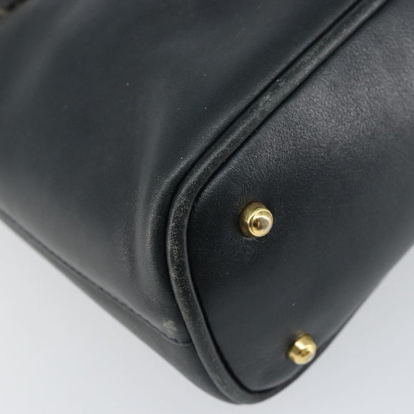 GUCCI Bamboo Hand Bag Leather 2way Navy Gold 000 2058 0290 0 Auth 145765