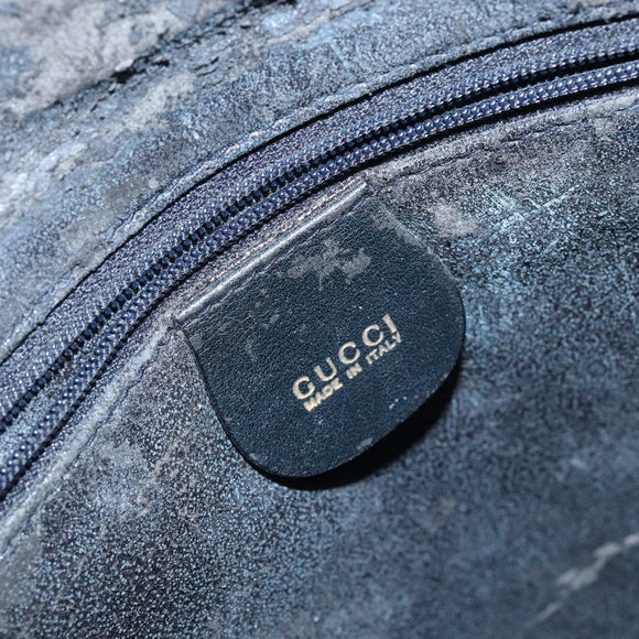 GUCCI Bamboo Hand Bag Leather 2way Navy Gold 000 2058 0290 0 Auth 145765