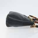 GUCCI Bamboo Hand Bag Leather 2way Navy Gold 000 2058 0290 0 Auth 145765-3