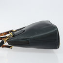 GUCCI Bamboo Hand Bag Leather 2way Navy Gold 000 2058 0290 0 Auth 145765-4