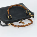 GUCCI Bamboo Hand Bag Leather 2way Navy Gold 000 2058 0290 0 Auth 145765-6