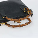 GUCCI Bamboo Hand Bag Leather 2way Navy Gold 000 2058 0290 0 Auth 145765-7