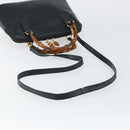 GUCCI Bamboo Hand Bag Leather 2way Navy Gold 000 2058 0290 0 Auth 145765-8